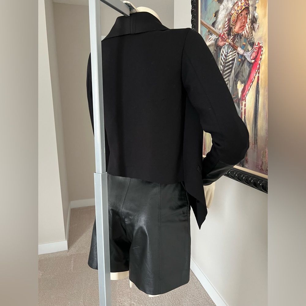RUDSAK Black Draped Open-Front Jacket with Leather Trim – Modern Statement - Picture 8 of 16